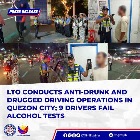 LTO nabs 9 drunk drivers in QC anti-drunk driving ops image