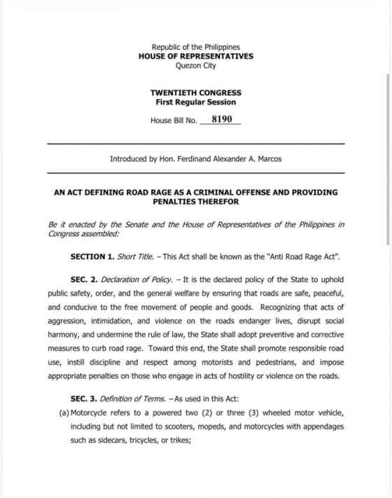 Anti-Road Rage bill filed, up to PHP500K fine, jail time image