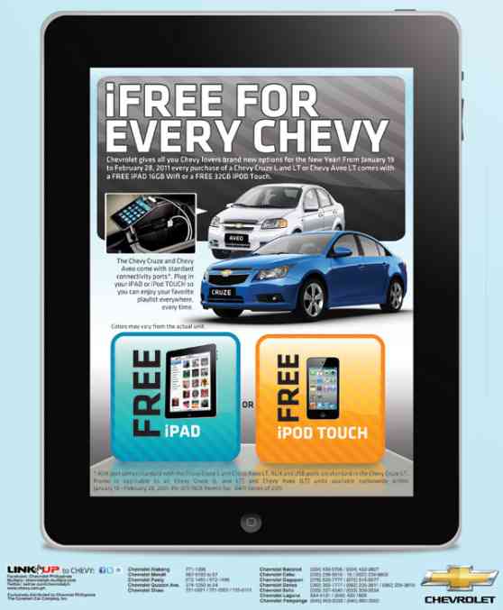 Chevrolet introduces the iFree promo for new Cruze and Aveo customers image