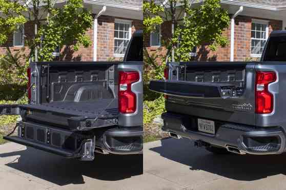 Check out the cool 2-stage tailgate on 2021 Chevy Silverado image