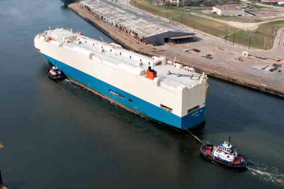 Cargo ship carrying Porsches, Audis, catches fire image