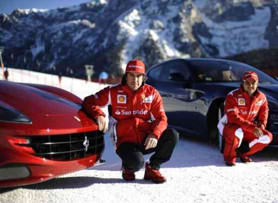 F1 drivers take on the slopes in the Ferrari FF image