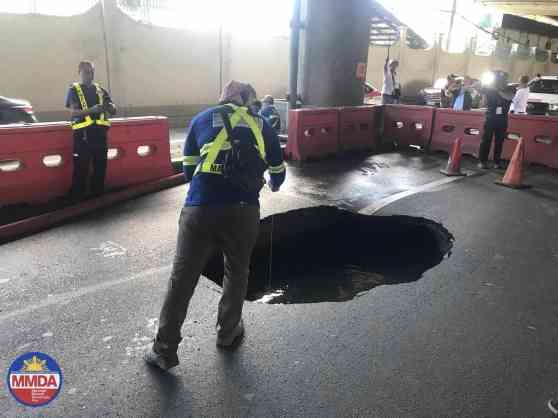DPWH: Sales Road sinkhole likely formed due to man-made causes image
