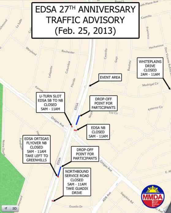MMDA releases traffic advisory for 27th EDSA Anniversary image