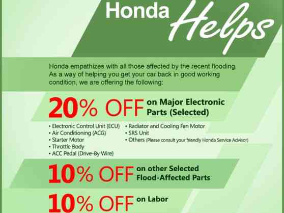 Honda PH grants subsidy for servicing flooded vehicles image