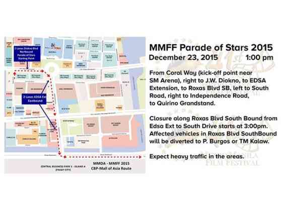 MMDA releases route on MMFF Parade on December 23, 2015 image