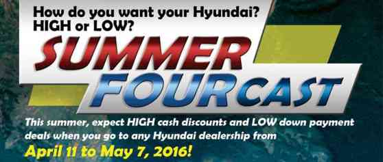 Hyundai offers discounts, low downpayment in FourCast promo image