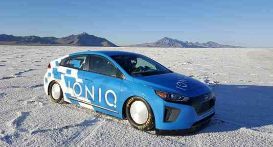 Race-tuned Hyundai Ioniq sets new land speed record by a hybrid image