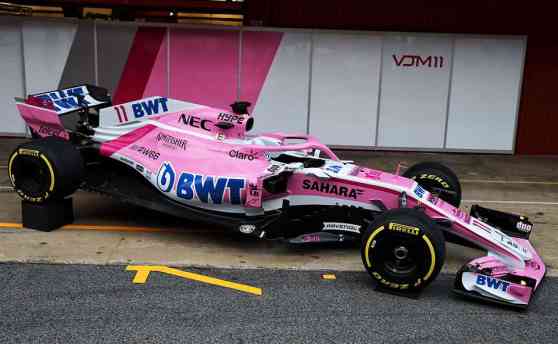 Force India's 2018 Formula One fighter looks pretty in pink image