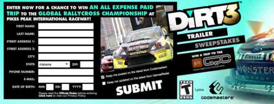 DiRT3 Sweepstakes brings you to the action in Pikes Peak image