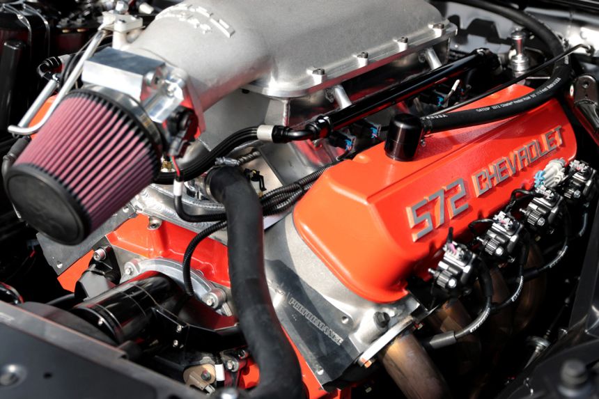 This Chevy Camaro drag car has a 9.4L, big-block V8 image