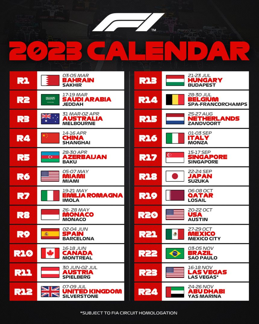 2023 F1 season to have record 24 races image