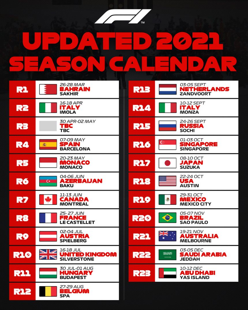 The 2021 F1 Season will start in Bahrain this March 28 image