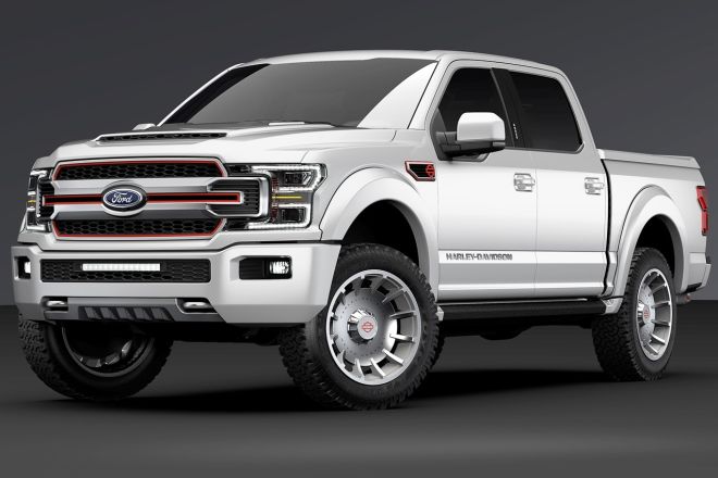 This is Harley Davidson&rsquo;s take on a Ford pickup truck image
