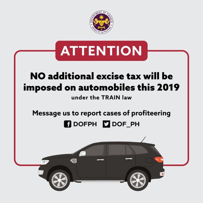 DoF: No additional excise tax on vehicles this 2019 image