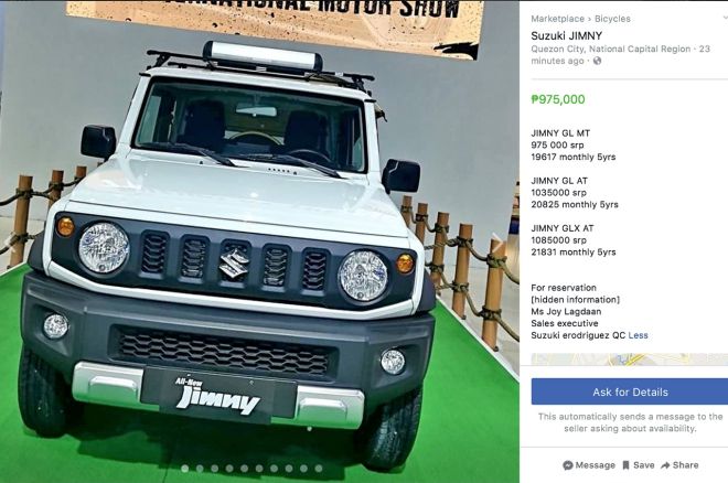Alleged 2019 Suzuki Jimny prices leaked; could start at Php 975K image