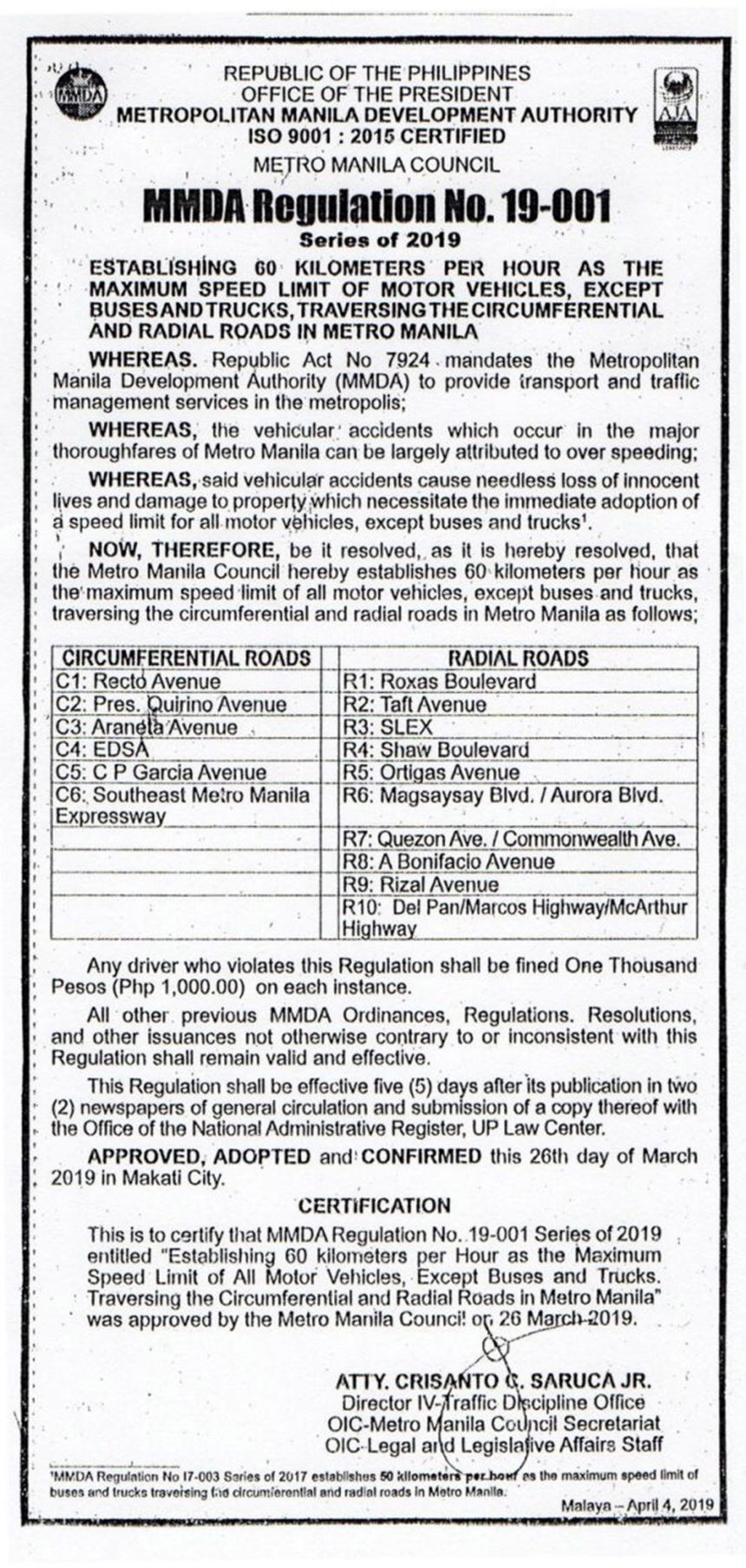 Is MMDA trying to supersede R.A. 4136 with 60 km/h speed limit? image