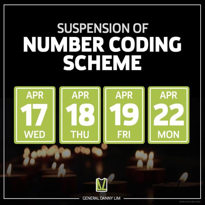 MMDA suspends number coding from April 17 - April 22 image
