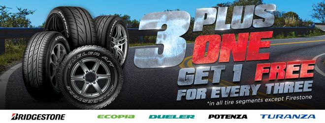 Buy 3 tires, get 1 free with Bridgestone PH&rsquo;s latest promo image