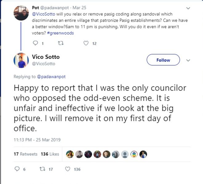 Pasig City Mayor-elect wants to remove odd-even coding scheme image
