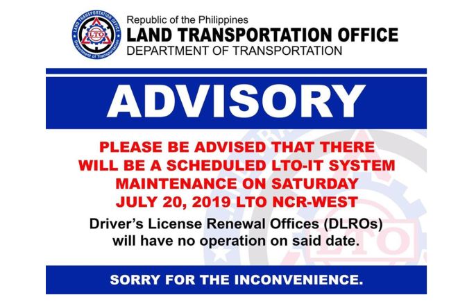 LTO-NCR West license renewal centers to be closed this July 20 image
