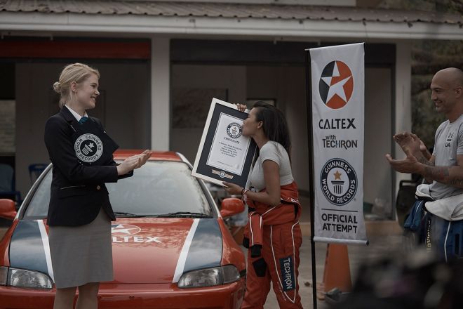 Caltex powered this 28-year old car to a Guinness World Record image