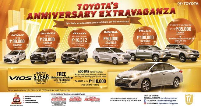 Toyota PH celebrates 31 years with big sales promo image