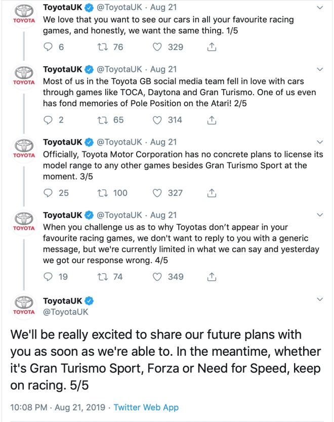 Toyota and Need For Speed have a spat on Twitter image