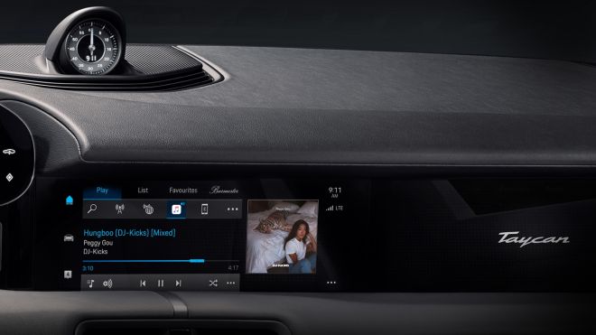 All-electric Porsche Taycan interior has 5 digital displays image
