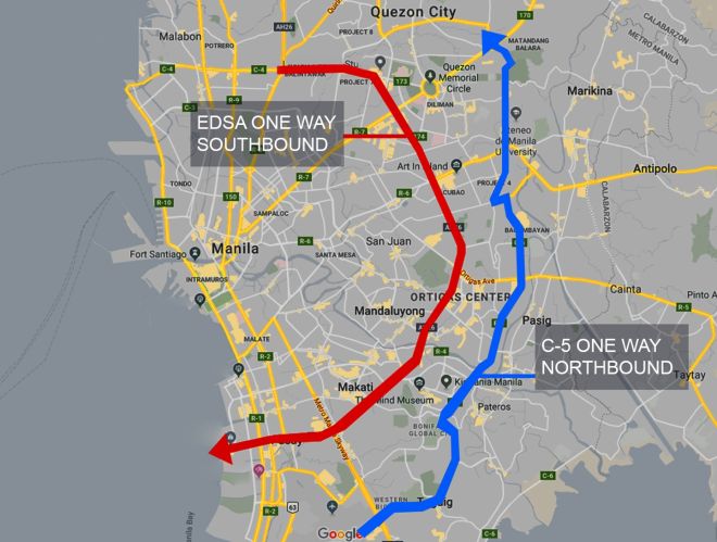 This is what the one-way EDSA, C5 might look like image