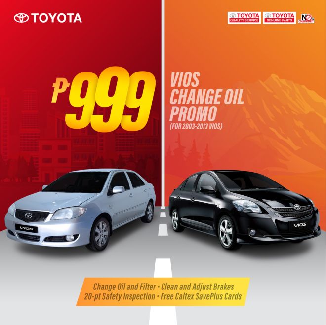 Change the oil of your old Toyota Vios for Php 999 image