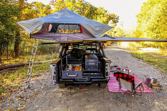 Go glamping in the woods with Ram 1500 Rebel Off The Grid image