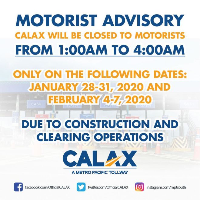 CALAX to be temporarily closed on Jan 28 to 31, Feb 4 to 7 image
