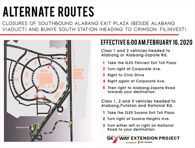 SLEX to close lanes and exits for Skyway extension image