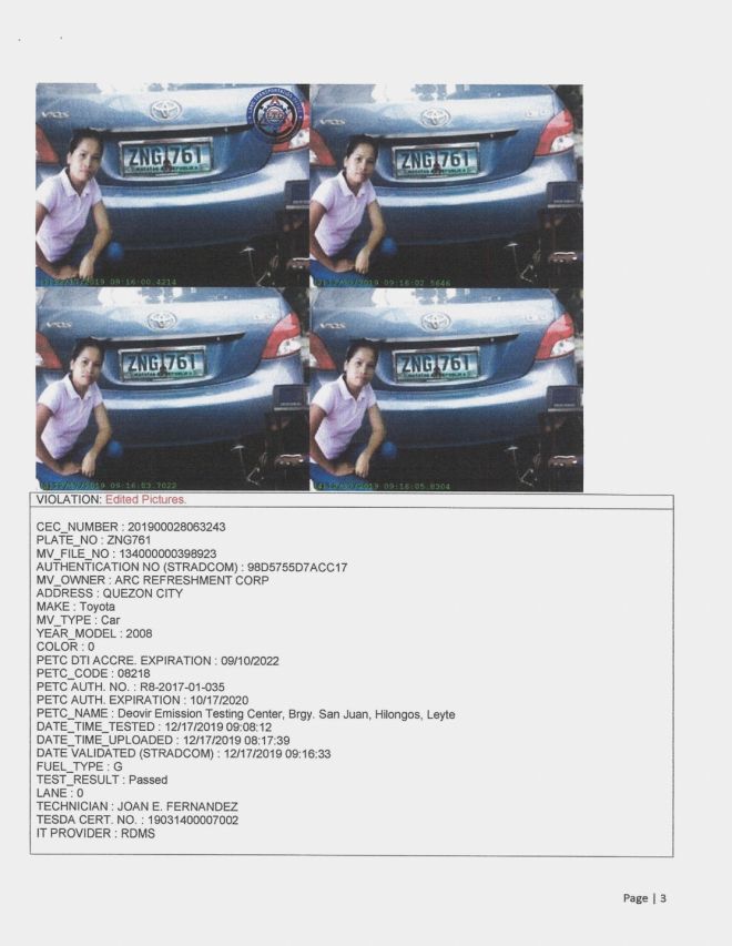 This is how emissions testing centers tried to beat the LTO with Photoshop image