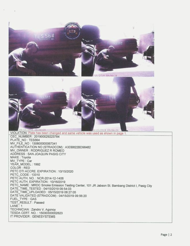 This is how emissions testing centers tried to beat the LTO with Photoshop image