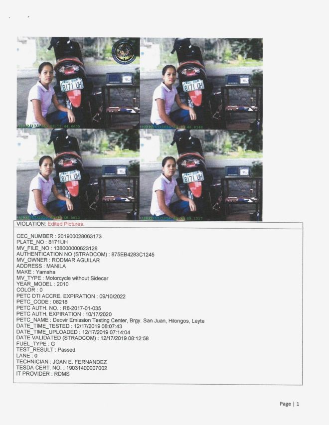This is how emissions testing centers tried to beat the LTO with Photoshop image