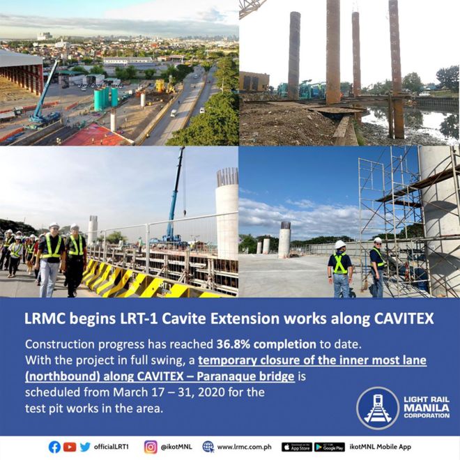 LRT-1 Cavite Extension works along CAVITEX to begin March 17 image