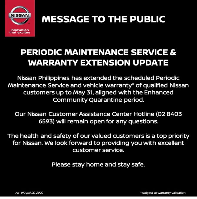 Nissan PH is extending your warranty coverage by 1 month image