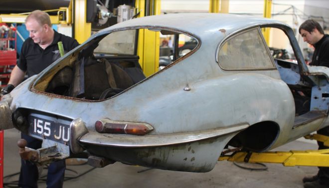 Check out the restoration of this Jaguar E-Type image