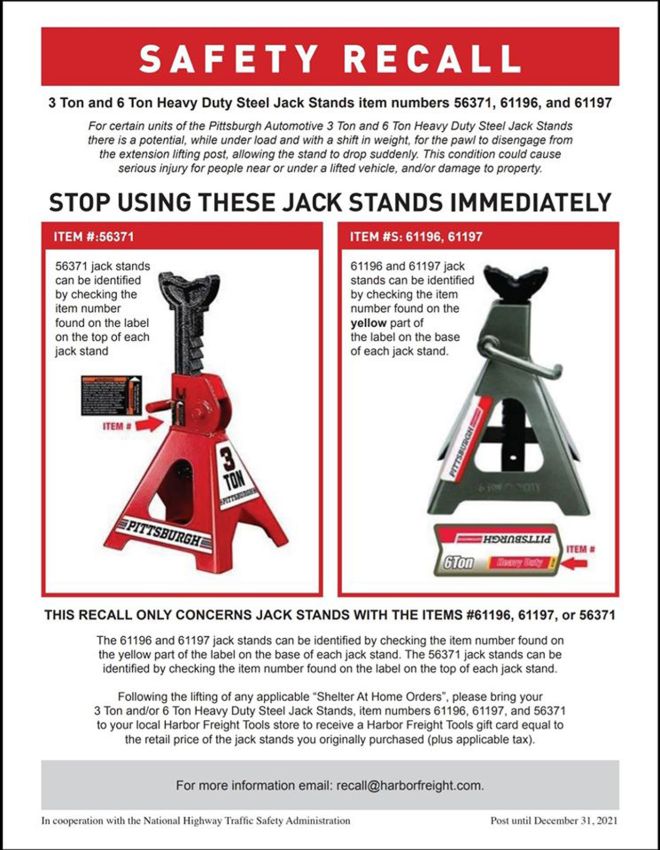 Your Harbor Freight jack stands could collapse image