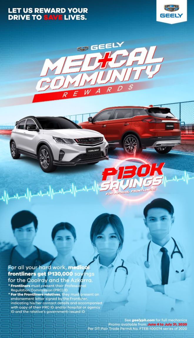 Geely PH offering PhP 130K savings for medical front-liners image