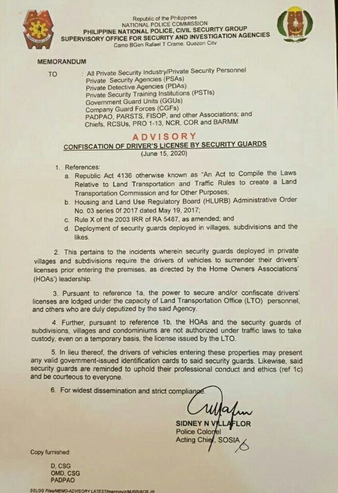 PNP to village, condo guards: you may not take custody of driver