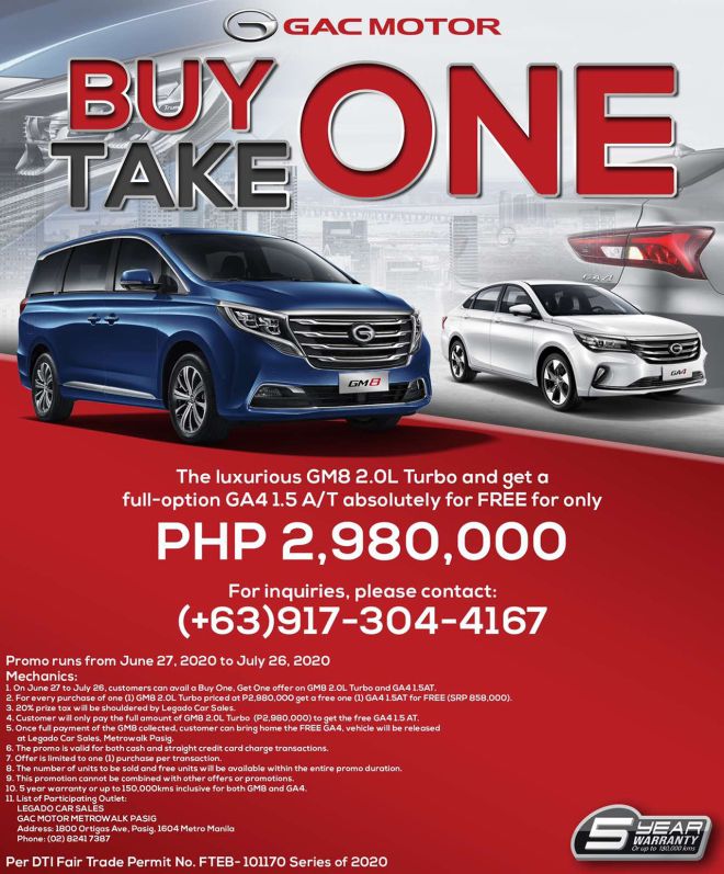 Buy a GAC GM8, take home a GA4 sedan for free image