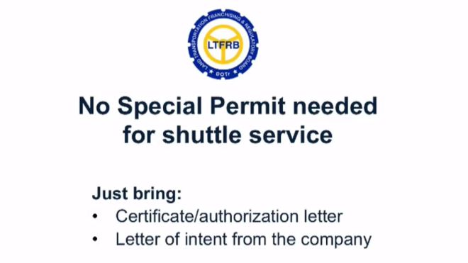 No special LTFRB permit needed for employee shuttles image