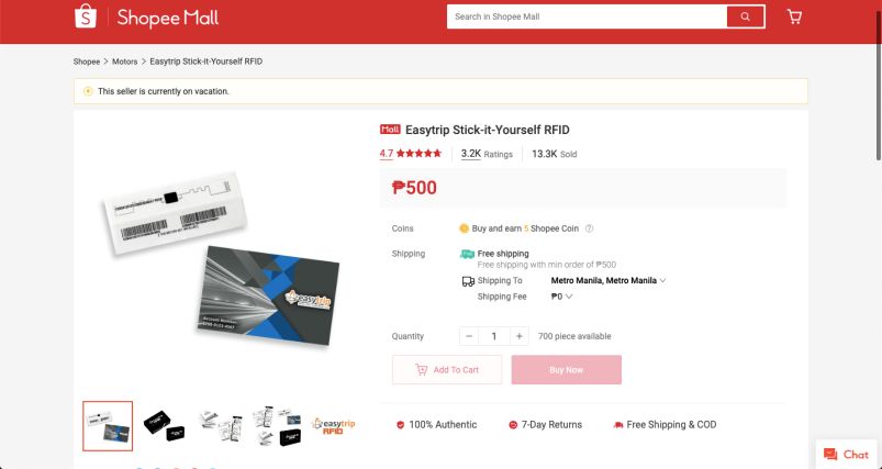 We tried to order an Easytrip RFID from Shopee, but&hellip; image