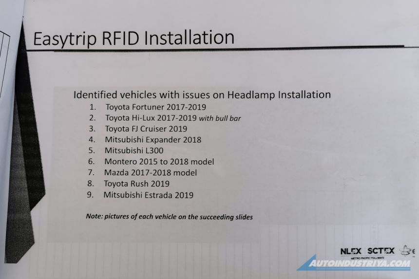 These vehicle models have issues with EasyTrip RFID tags image