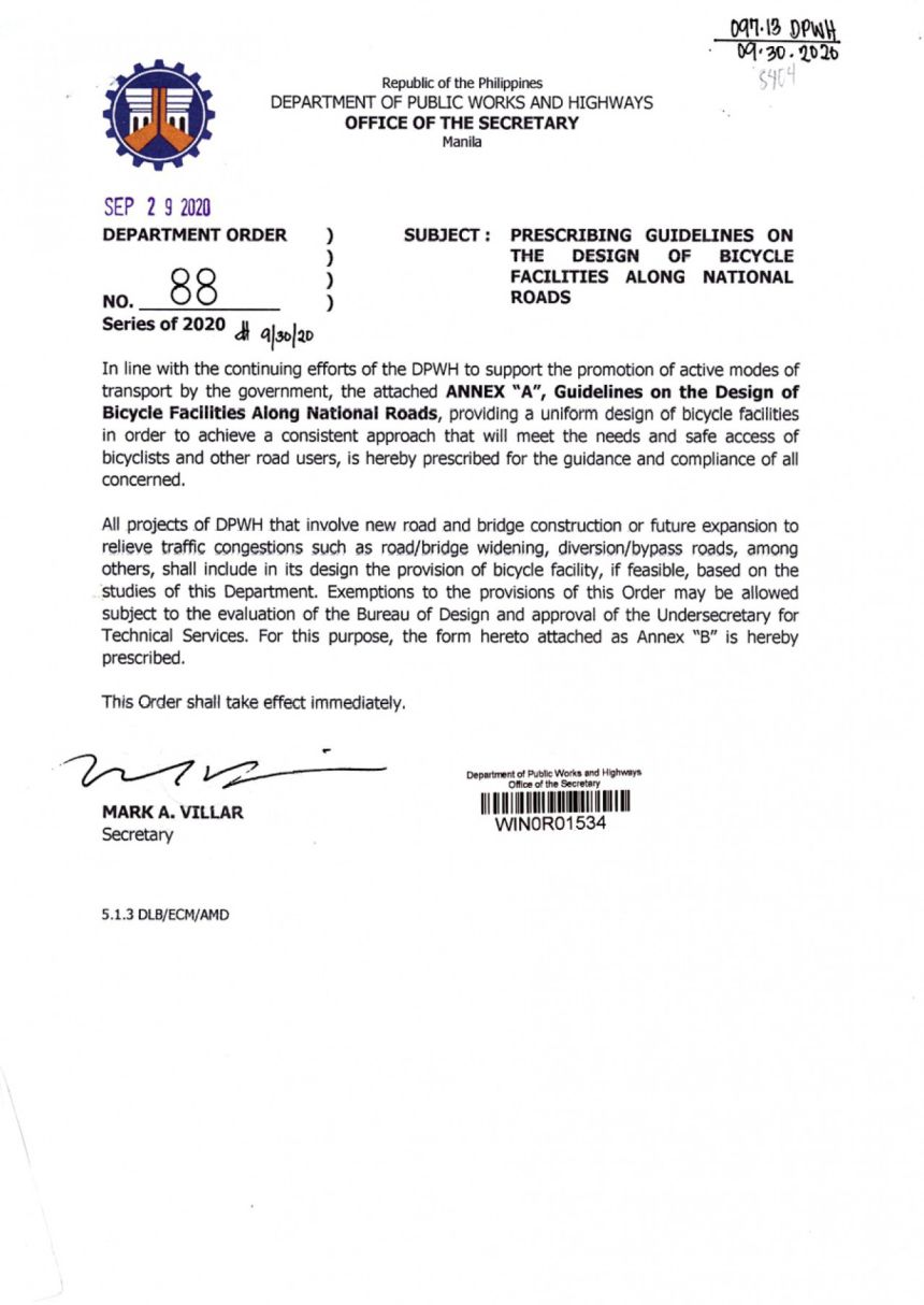 DPWH wants to put bicycle lanes on all future roads image