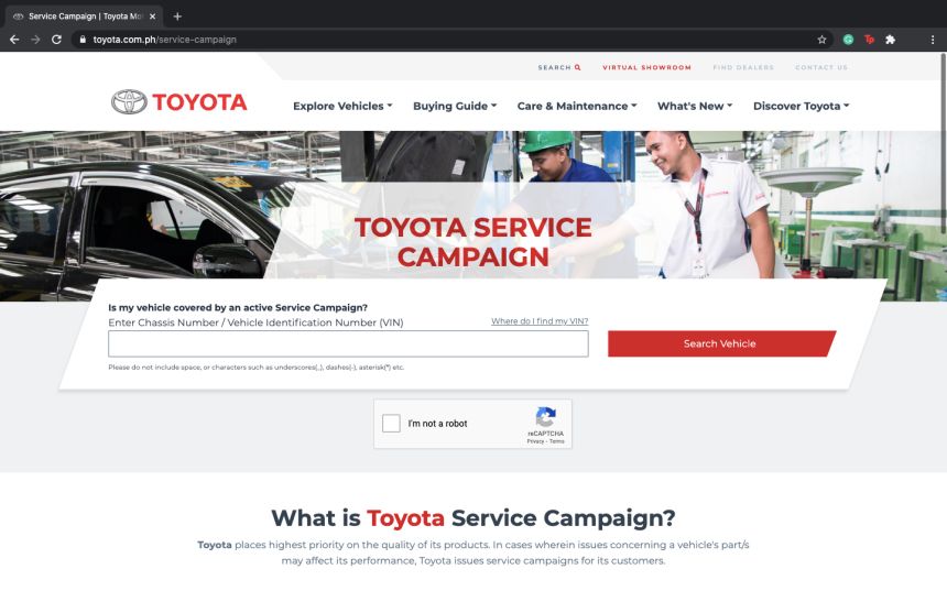 You can now check if your vehicle is part of Toyota PH&rsquo;s Service Campaign image