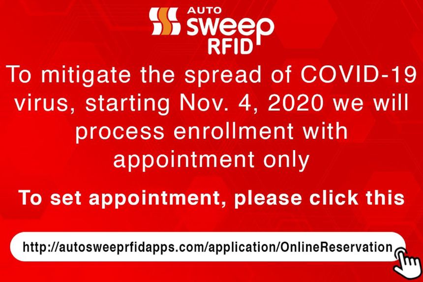 AutoSweep now only accepting RFID online appointments but... image